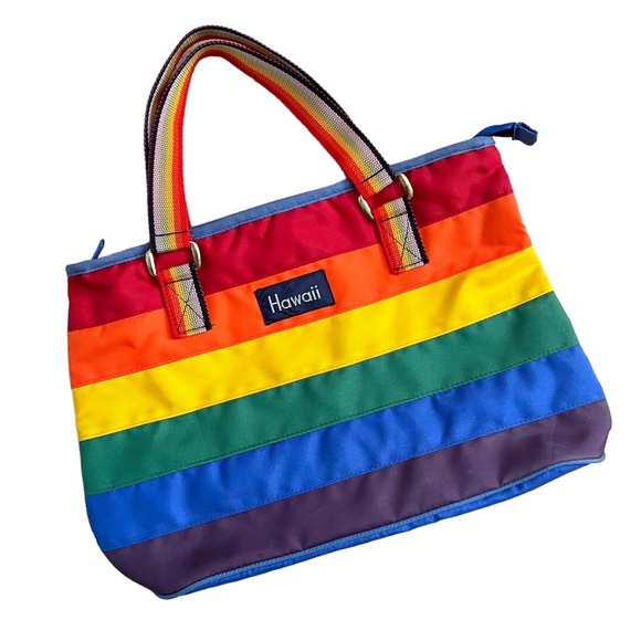 Vintage 1980s South Seas Specialties of Hawaii Rainbow Stripe Bag - Picture 1 of 9